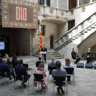 Aragonès en el acto de conmemoración del Día de la República en el Palau de la Generalitat. ANDREU DALMAU