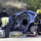 Estado en el que quedó el coche siniestrado en el accidente de Soria