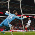 Aspas marca el primer gol de la selección española en el amistoso contra Inglaterra en Wembley.