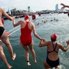 Cuatro participantes de la Copa Nadal, esta mañana  430 nadadores han participado este martes.