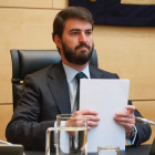 Juan García-Gallardo, ayer, en su comparecencia en la Comisión de las Cortes. R. GARCÍA
