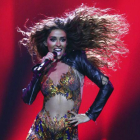 Eleni Foureira, representante de Chipre en Eurovisión 2018, interpreta Fuego en la gala final del festival eurovisivo.