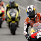 Pedrosa, por delante de Aoyama y Dovizioso, no pudo repetir la pole del pasado año en Jerez.