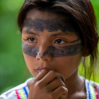 Una niña en Ecuador pintada con el tinte del wituk, utilizado para embellecer el rostro. JOSÉ JÁCOME