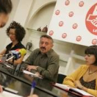 Un momento de la rueda de prensa de UGT