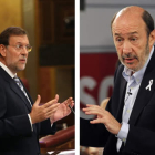 Los líderes del Partido Popular y del PSOE, Mariano Rajoy y Alfredo Pérez Rubalcaba.