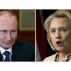 El presidente ruso, Vladimir Putin, y la exsecretaria de Estado de EEUU, Hillary Clinton.