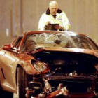 Imagen del Ferrari que conducía Cristiano Ronaldo tras el accidente