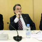 Colominas, Mas y Josep Rul, en la reunión de ayer.