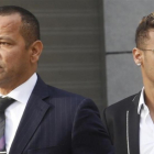 Neymar, padre e hijo, en una comparecencia en la Audiencia Nacional