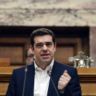 Alexis Tsipras se dirige al Parlamento griego.