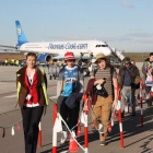 Turistas británicos, a su llegada el 19 de diciembre a Alguaire.