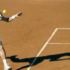 El español David Ferrer devuelve la bola al serbio Novak Djokovic.