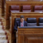 El presidente del Gobierno, Pedro Sánchez durante la sesión de control. BALLESTEROS