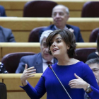 Soraya Sáenz de Santamaría, este lunes en la sesión de control al Gobierno.
