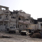 Imagen de los edificios destruidos durante los pasados enfrentamientos en Libia.