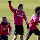 Benzema, Bale y Marcelo, durante un entrenamiento del Real Madrid.