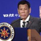 El presidente de Filipinas, Rodrigo Duterte, durante su discurso el pasado viernes en Tokio.