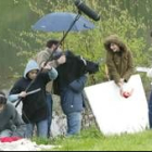 Un grupo de estudiantes de Cine de Ponferrada, rodando una escena