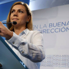La número dos del PP, María Dolores de Cospedal, en rueda de prensa.