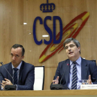 El secretario de Estado de Seguridad, Francisco Martínez, y el presidente del CSD, Miguel Cardenal