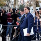 El exvicepresidente de la Generalitat Oriol Junqueras llega, este jueves, a la Audiencia Nacional.