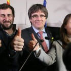El expresidente de la Generalitat y candidato de Junts per Catalunya, desde Bruselas. STEPHANIE LECOCQ