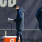 Unzué y Luis Enrique, en el entrenamiento previo al viaje del Barça a Vila-real.