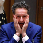 Dijsselbloem, durante el encuentro de ministros de Finanzas de la eurozona, en Bruselas.