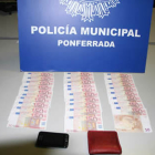 Detalle de los billetes falsos incautados por los agentes.