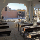 Escuela bombardeada por la aviación rusa.