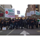 La plataforma se concentró el pasado día 17 en León contra la actividad militar en el campo de tiro del teleno. DL