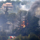 Vista del incendio forestal que se declaró ayer entre Robledo de Chavela y Valdemaqueda.