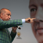 El presidente turco, Recep Tayyip Erdogan, durante un mitin en Estambul.