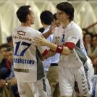 El joven Aguirrezabalaga en el último partido cuando sustituyó a Krivoshlykov en el extremo derecho