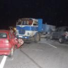 Cuatro vehículos se vieron implicados en el accidente que ayer se produjo en la Nacional VI