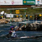 El canal de Sabero-Alejico albergó ayer las clasificatorias del Nacional de Slalom Olímpico. FERNANDO OTERO