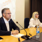 Carlos Pollán, durante la inauguración de la jornada sobre hispanidad. PEIO GARCÍA