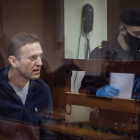 Aléxei Navalni durante el nuevo proceso contra él. BABUSHKINSKY DISTRICT COURT PRES