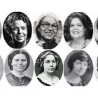 De izquierda a derecha y de arriba abajo: Harriet Tubman, Eleanor Roosevelt, Rosa Parks, Wilma Mankiller, Susan B. Anthony, Sojourner Truth, Clara Barton, Elizabeth Lady Stanton, Margaret Sanger y Rachel Carson.