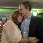 La presidenta de Andalucía, Susana Díaz, y el expresidente del Gobierno José Luis Rodríguez Zapatero, en un mitin en Jaén.