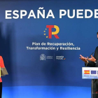 El presidente del Gobierno, Pedro Sánchez, y la presidenta de la Comisión Europea, Ursula von der Leyen, durante una comparecencia conjunta en junio. EFE/ Fernando Villar