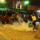 Enfrentamiento entre policía y simpatizantes de Dilma Rousseff, durante la protesta de este domingo en Sao Paulo.