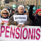 Manifestación de pensionistas en Madrid, este sábado.