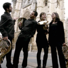 El cuarteto Corleó delante de la Catedral