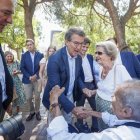 Feijóo en la clausura de un acto sobre las familias y el curso escolar ayer, en Zaragoza. JAVIER CEBOLLADA