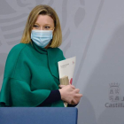 Isabel Blanco se prepara para la comparencia en rueda de prensa telemática. NACHO GALLEGO