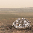 Recreación del 'Schiaparelli' en la superficie de Marte, en caso de un aterrizaje suave.
