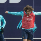Carles Puyol, en un entrenamiento del Barça.