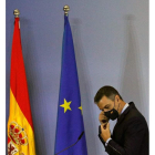 Sánchez ayer en Valencia, para presentar sus cuentas. MANUEL BRUQUE